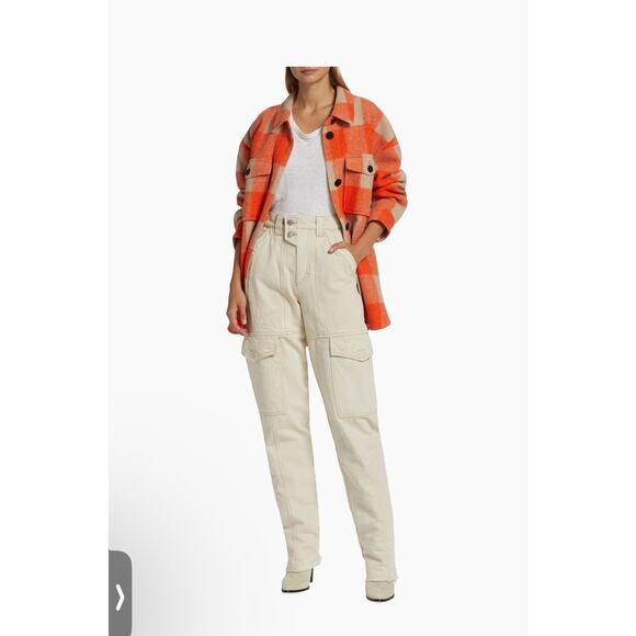 Isabel Marant Étoile Beige High-Rise Utility Cargo Pants RawHem Women FR 38 US 6 - Picture 5 of 16